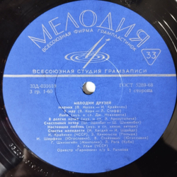 Винтажная виниловая пластинка LP Сборник Мелодии Друзей (СССР 1971)