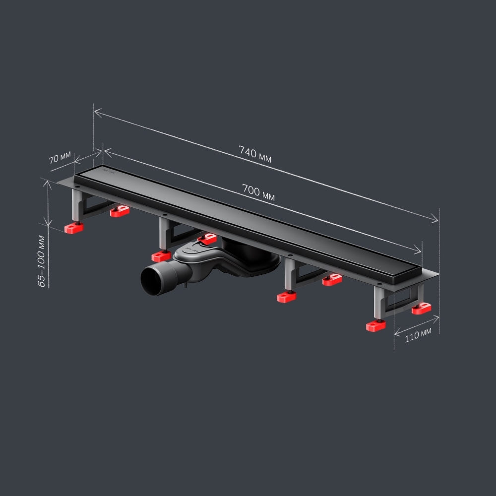 Трап для душа линейный, универсальный затвор Tile, 70 см AM.PM MasterFlow W01SC-U11-070-04BM