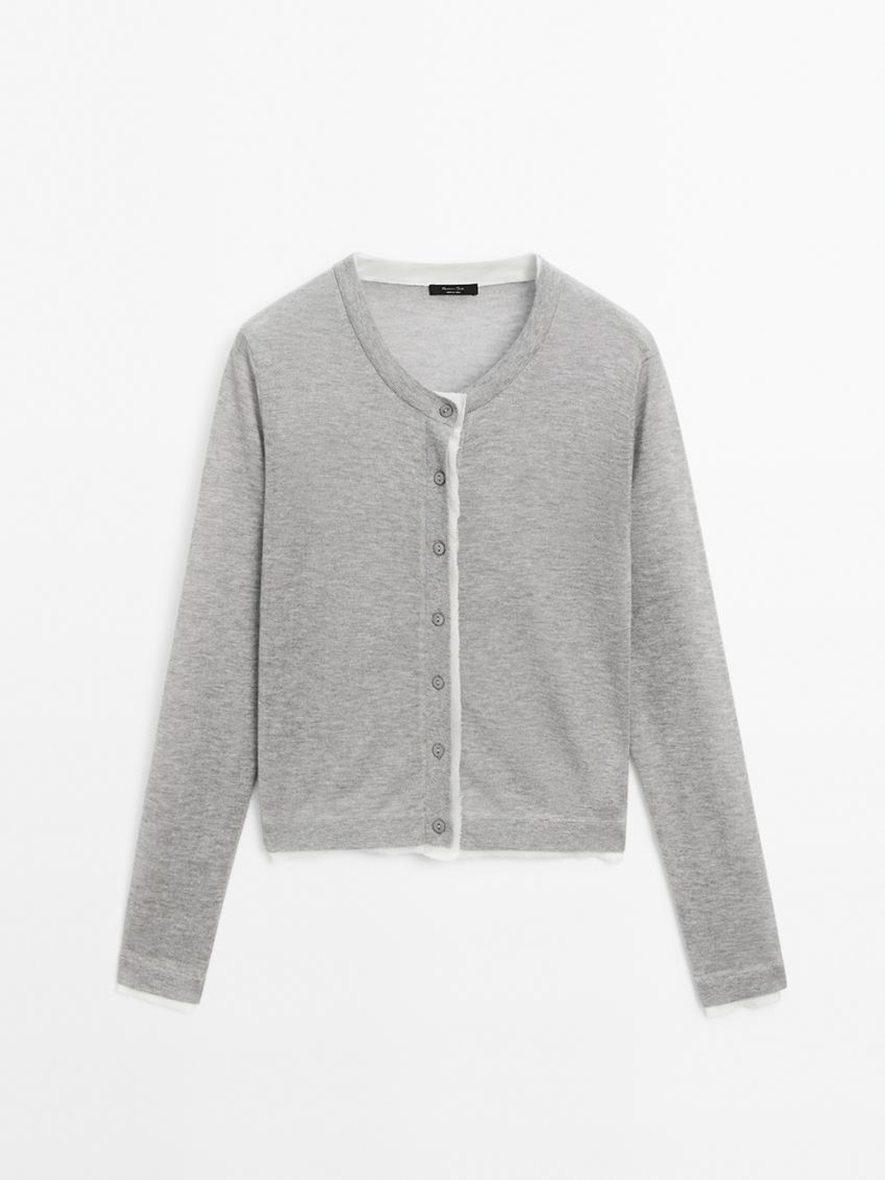 Massimo Dutti Легкий кардиган с эффектом потертости, серый