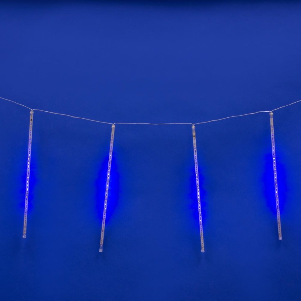 ULD-E2403-144-DTK BLUE IP44 METEOR Занавес светодиодный фигурный Падающие звезды. соединяемый. 2х0.3м. 8 подвесов. Синий свет. Провод прозрачный. TM Uniel.