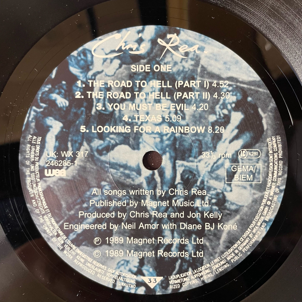 Винтажная виниловая пластинка LP Chris Rea The Road To Hell (Германия 1989)