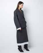 Жакет двубортный с дополнительными петлями из тонкой шерсти елочка серый