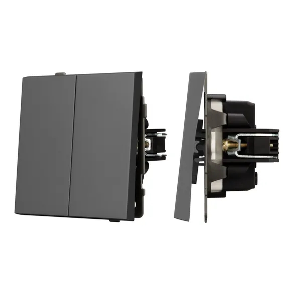 Механизм выключателя двухклавишный непроходной SWT-TENDO-MK02-SFPL-GR (230V, 10A) (Arlight, -) 054546