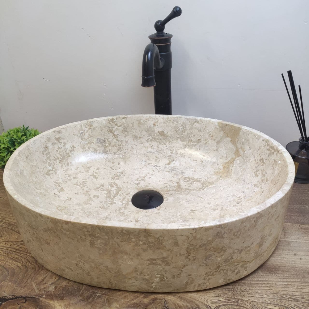 Раковина из мрамора Oval Cream Tin Lip OM-61141 52*38*15