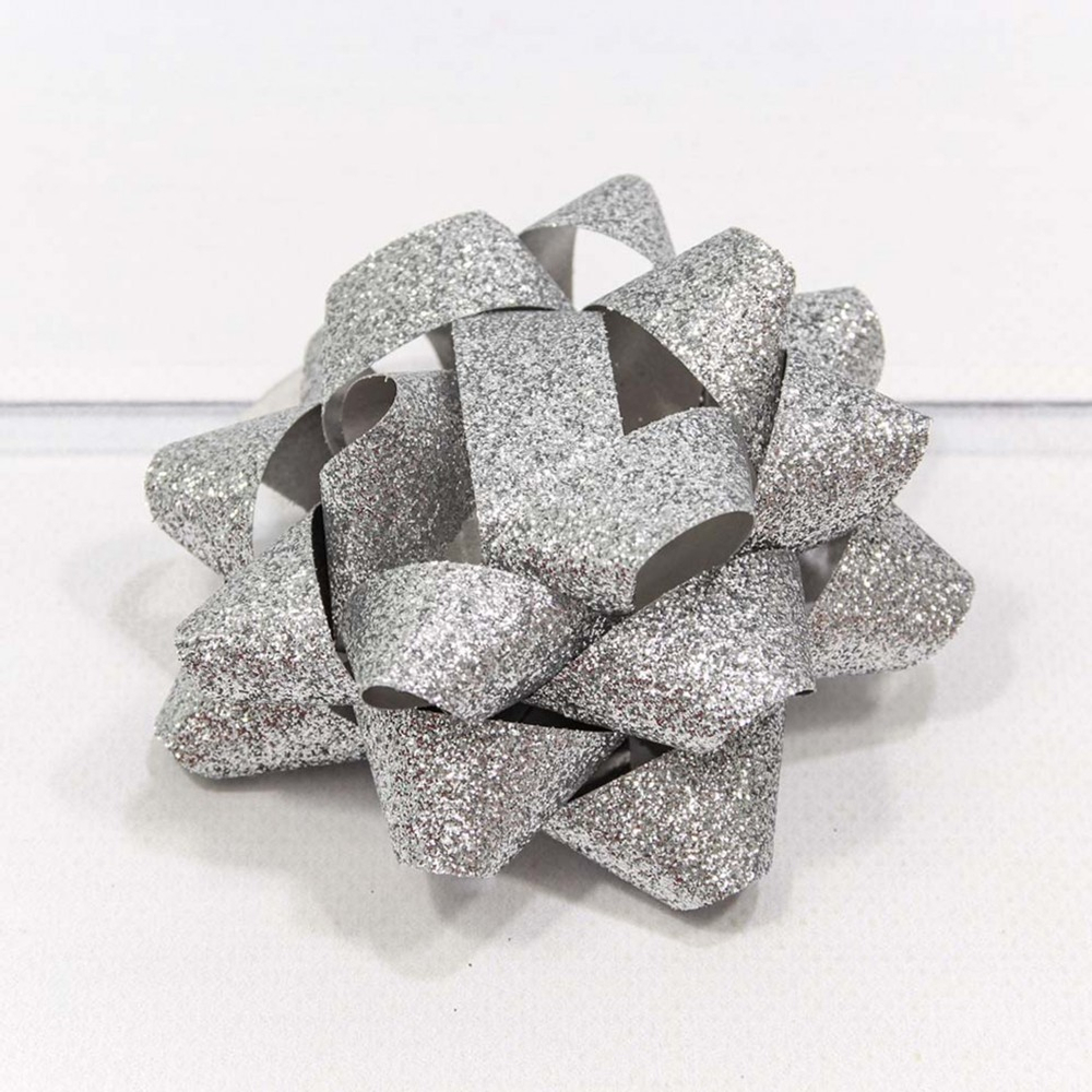 Бант Звезда 10см "Блеск" (Серебряный)