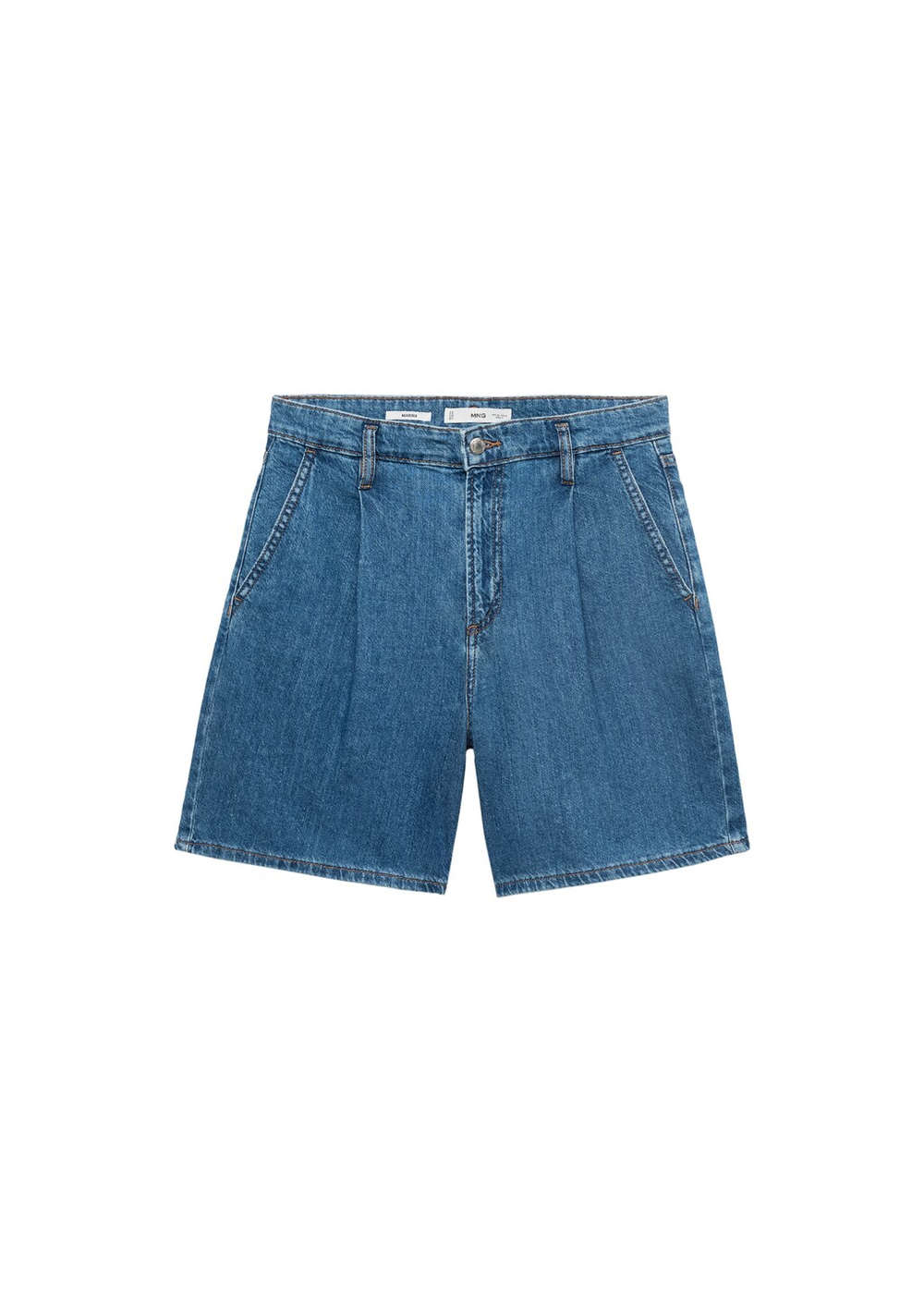 Джинсовые бермуды со средней посадкой и защипами