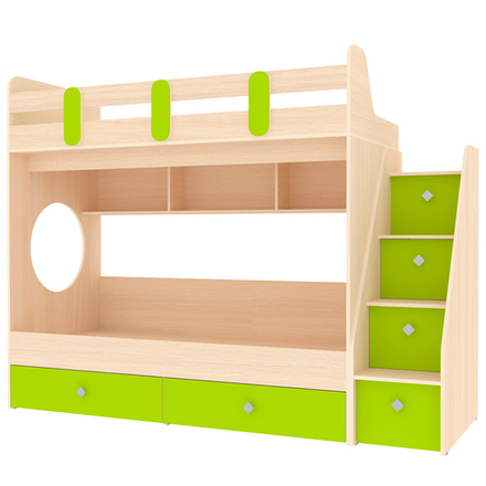 Двухъярусная кровать КарИВи Фортуна-2  Дуб Молочный Лайм