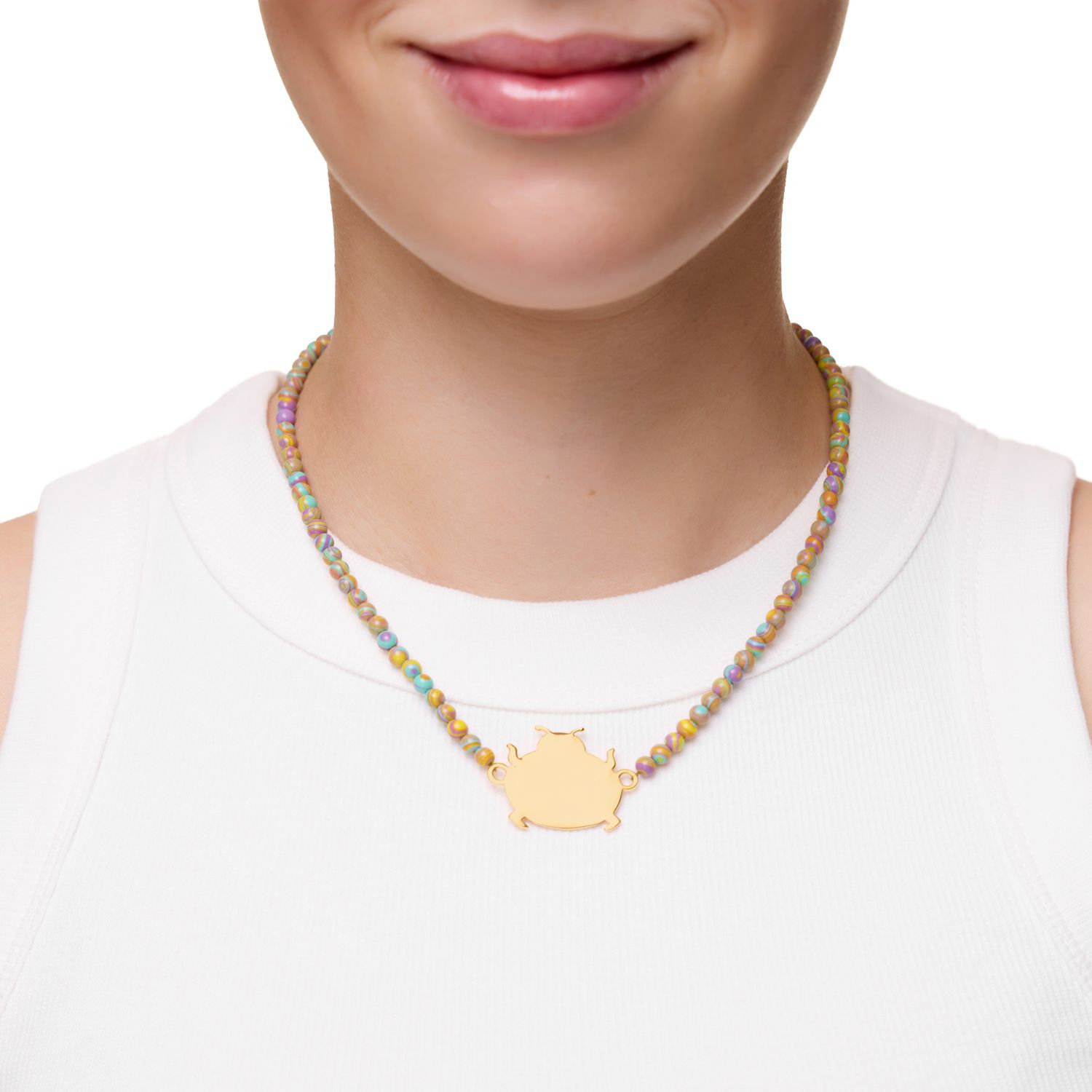 Колье Gold Plated Ladybug Charm Beaded Necklace