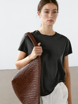 Massimo Dutti Футболка с короткими рукавами из 100% хлопка, свинцовый