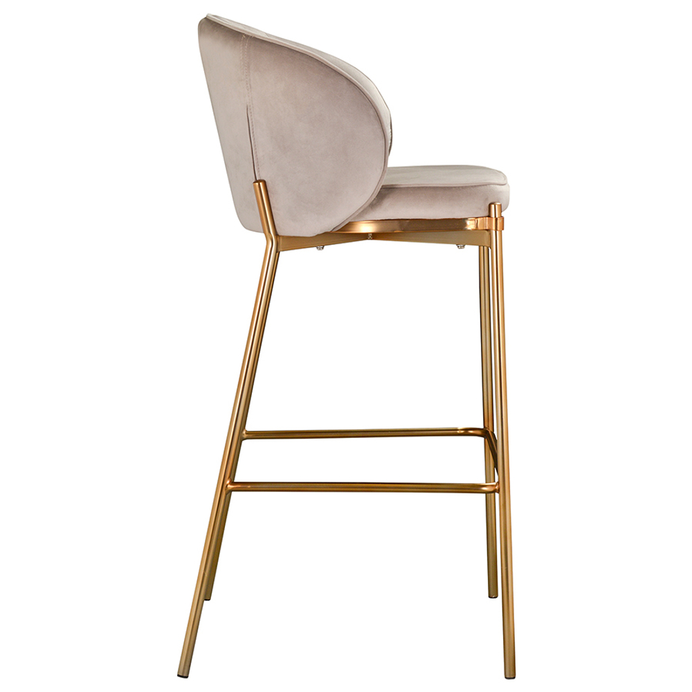 Стул барный Bergenson Bjorn Coral, велюр, серо-бежевый
