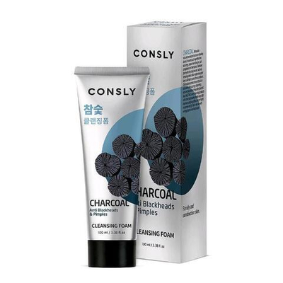 Кремовая пенка для умывания c древесным углем против черных точек, 100мл, Consly