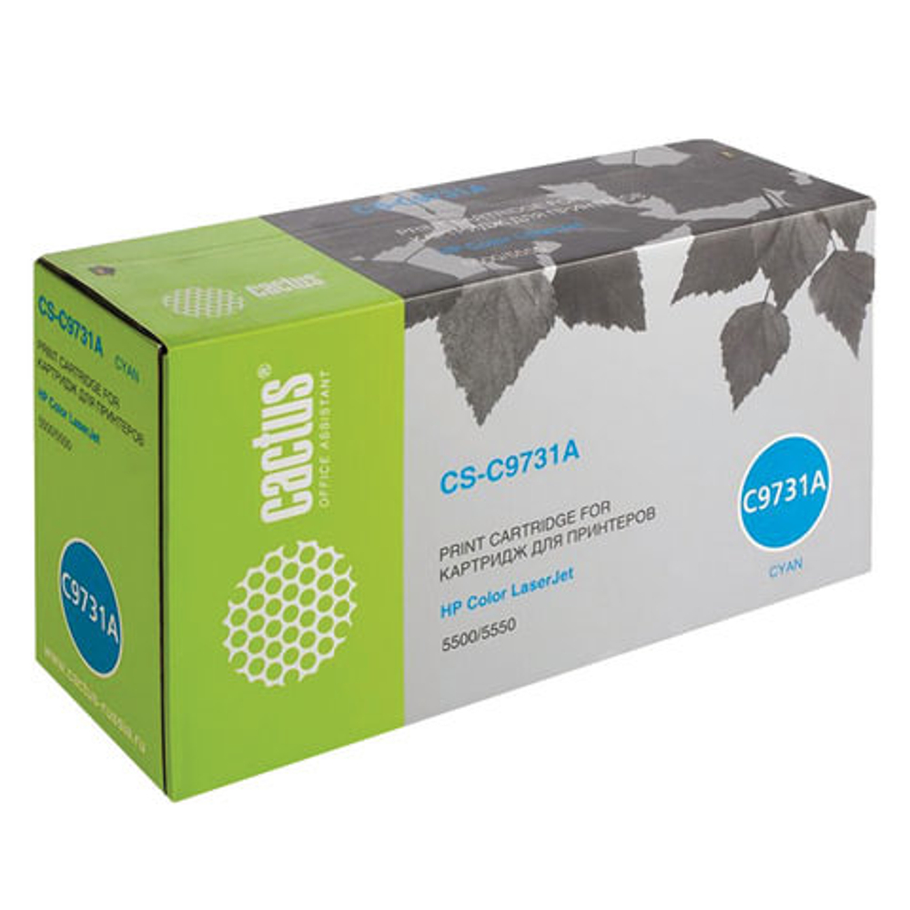 Картридж лазерный CACTUS (CS-C9731A) для HP Color LaserJet 5500/5550, голубой, ресурс 12000 стр., CS-C9731A(R)