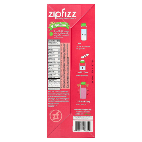 Zipfizz, Энергетическая смесь для здорового спорта с витамином B12, розовый грейпфрут, 20 тюбиков по 11 г (0,39 унции)