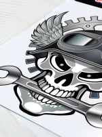 Наклейка - Череп с гаечным ключом