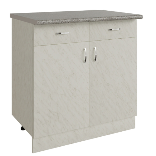 Стол разделочный 80 белый мрамор (2 ящика), столешница гранит пёстрый