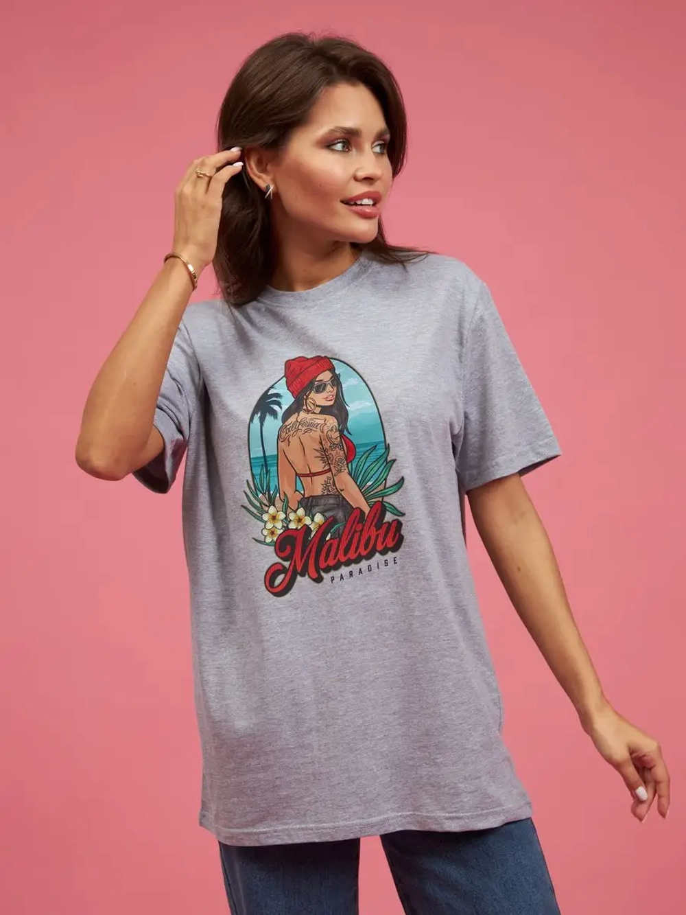 Футболка оверсайз женская мужская с принтом Малибу