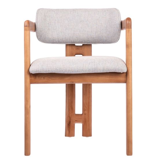 Стул Rich рогожка бежево-голубая с ножками цвета орех