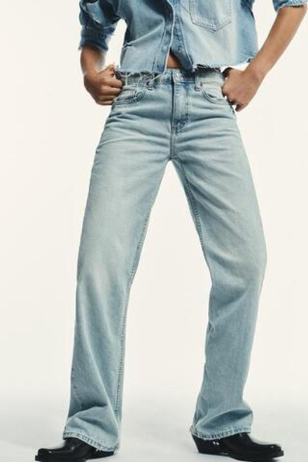 ZARA ДЖИНСЫ TRF WIDE LEG СО СРЕДНЕЙ ПОСАДКОЙ, ГОЛУБОЙ