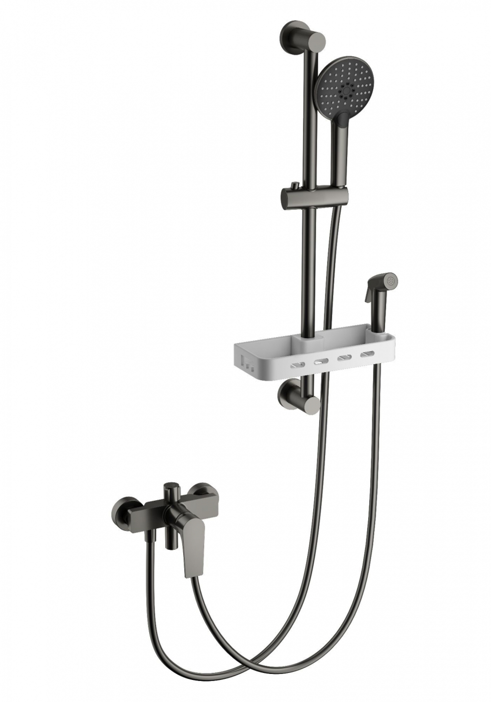 Смеситель для душа с гарнитуром WONZON & WOGHAND, Темный графит (WW-A31003-BGG)
