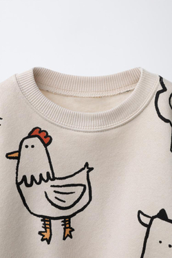 ZARA КОМПЛЕКТ ДЛЯ БЕГА С ПРИНТОМ "ФЕРМА", ЦВЕТ ЛЬДА