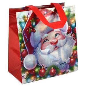 Сумка новогодняя Казахстан 23*22*11 см шоппер Санта блестящий  1 шт 12 шт/упак