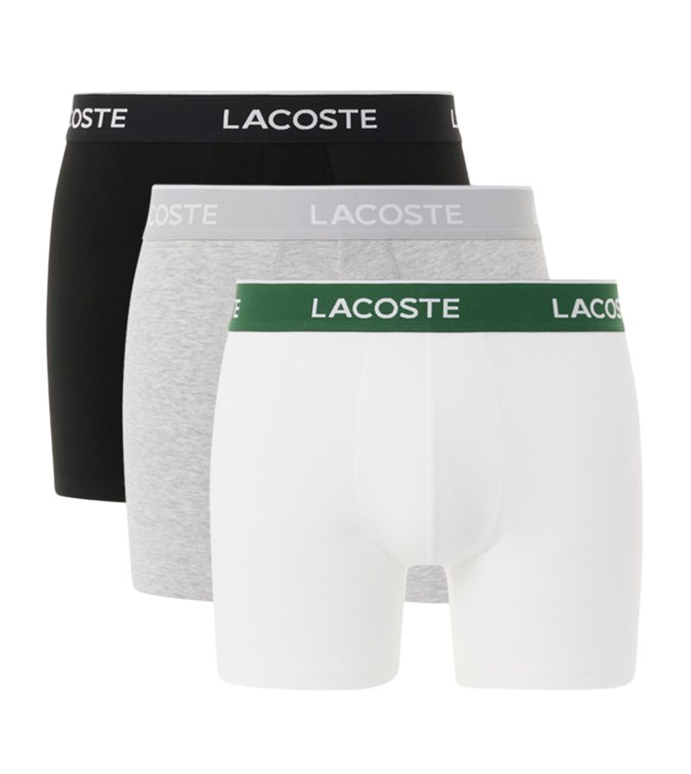 Боксерки теннисные Lacoste Cotton Stretch Brief 3P - black/grey/white