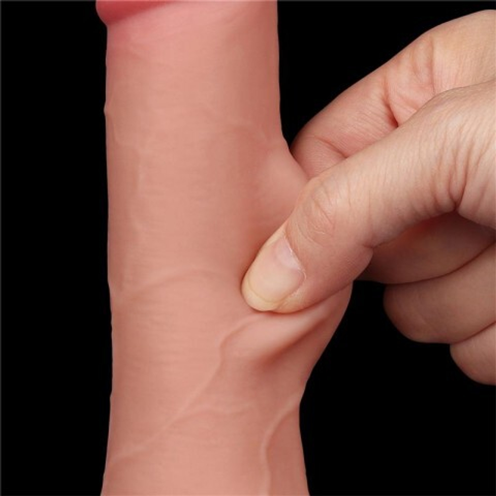 Реалистичный фаллоимитатор Lovetoy Sliding Skin (19,5×3,6 см) с двойной плотностью, телесный