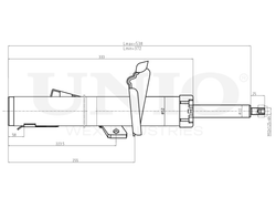Амортизатор газовый передней подвески левый UNIO SAB-10170