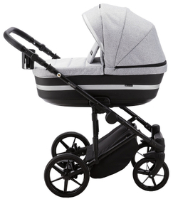 Детская коляска Adamex Rimini 2 в 1 RI32B LUX (СЕР.ЖАККАРД+ЧЕРН.КОЖА+СЕРЕБР.ОТДЕЛКА)