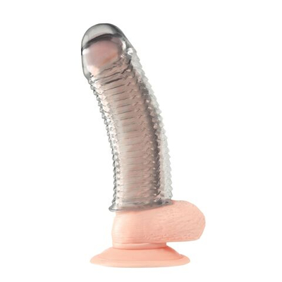 Текстурированная насадка на пенис Clear Textured Penis Enhancing Sleeve Extension - 16,5 см. (Цвет: прозрачный)
