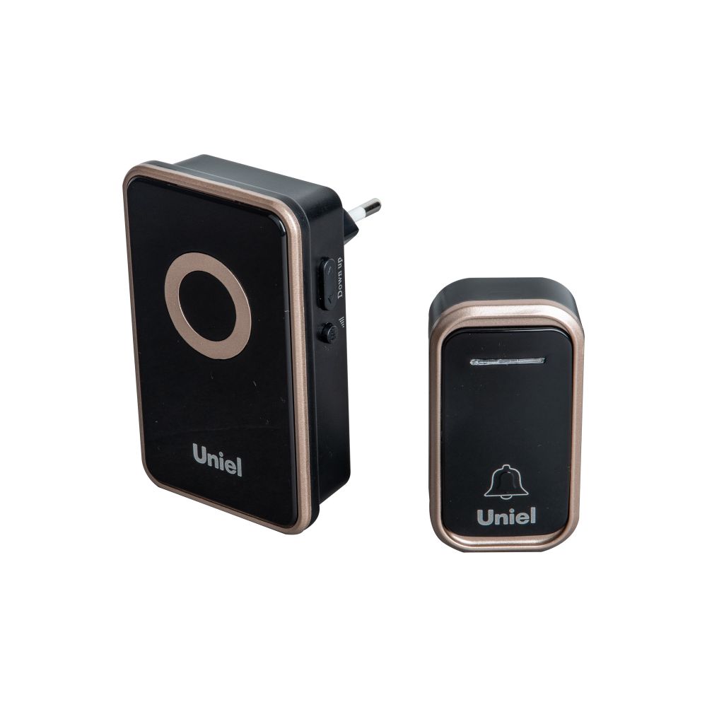 UDB-094W-R1T1-38S-BL-GL Звонок электронный. 220В. Радиус действия 150 м. Черный с золотистым. ТМ Uniel