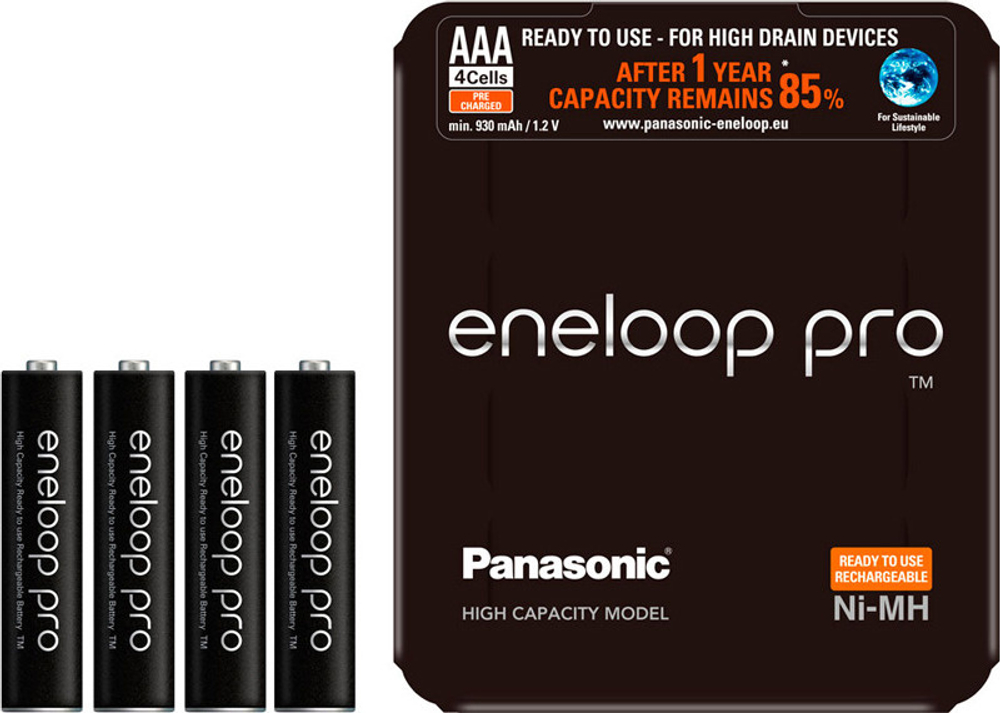 Аккумуляторы PANASONIC Eneloop PRO BK-4HCD/4 (AAA 4) 4шт мизинчиковые