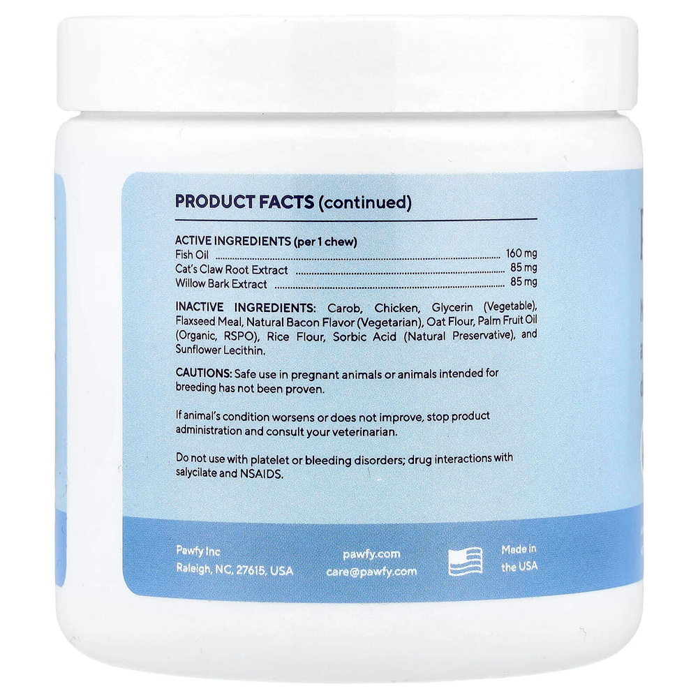 Pawfy, Обезболивающее, для собак, от 6 месяцев, бекон, 30 жевательных таблеток, 113 г (4 унции)
