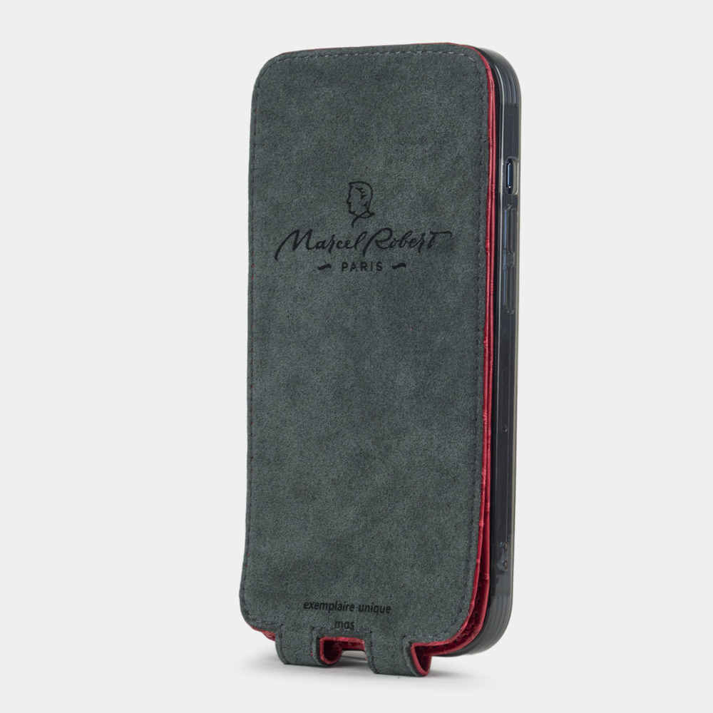 Чехол для iPhone 14 Pro из кожи крокодила, цвета красный лак