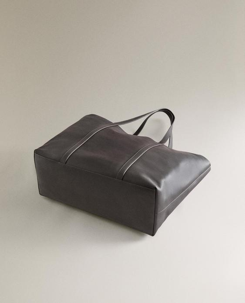 ZARA HOME КОЖАНАЯ СУМКА-ШОППЕР, ШОКОЛАДНЫЙ