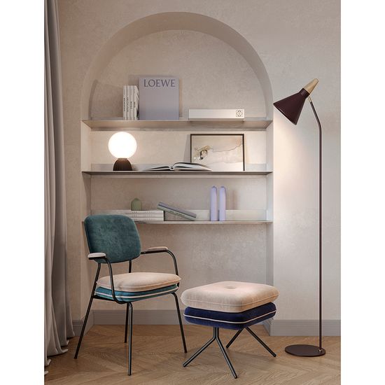 Пуф pea, велюр, бежевый/темно-синий