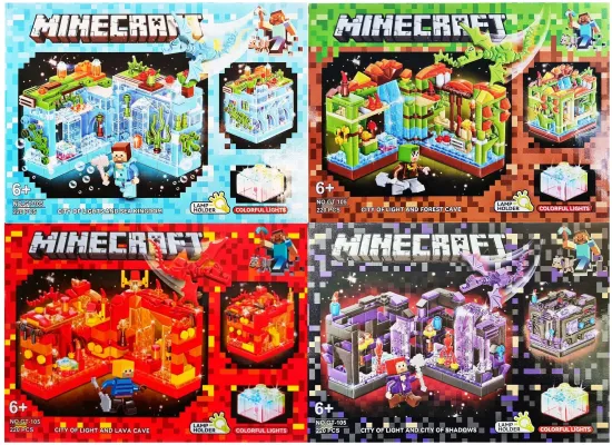Конструктор с LED - подсветкой Майнкрафт "Пещера" 4 вида, в ассортименте