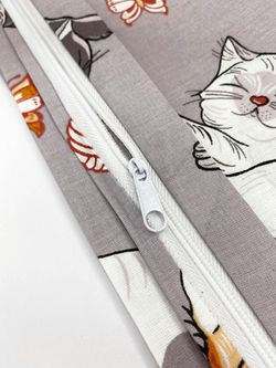 Постельное белье Сказка "Kitties" евро Наволочка 50х70 см 2 шт Простынь на резинке 180х200 см Пододеяльник 200х215 см, перкаль