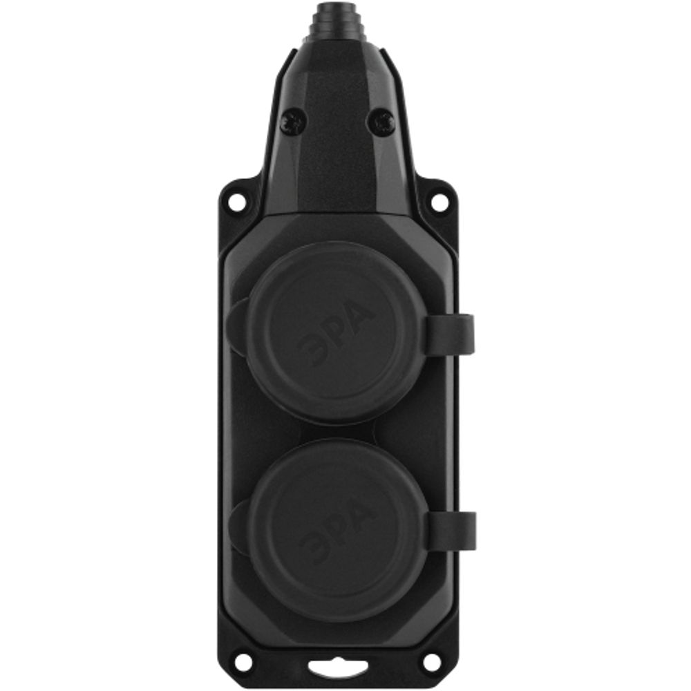 Колодка ЭРА K-2e-B-IP44 каучуковая с заземлением 2 розетки 16A IP44 черная | Колодки