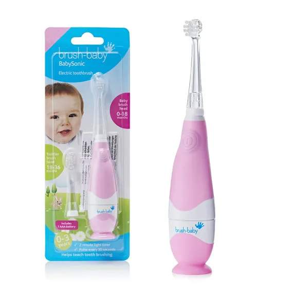 Зубная щетка электрическая Brush-Baby BabySonic звуковая 0-3 года розовая