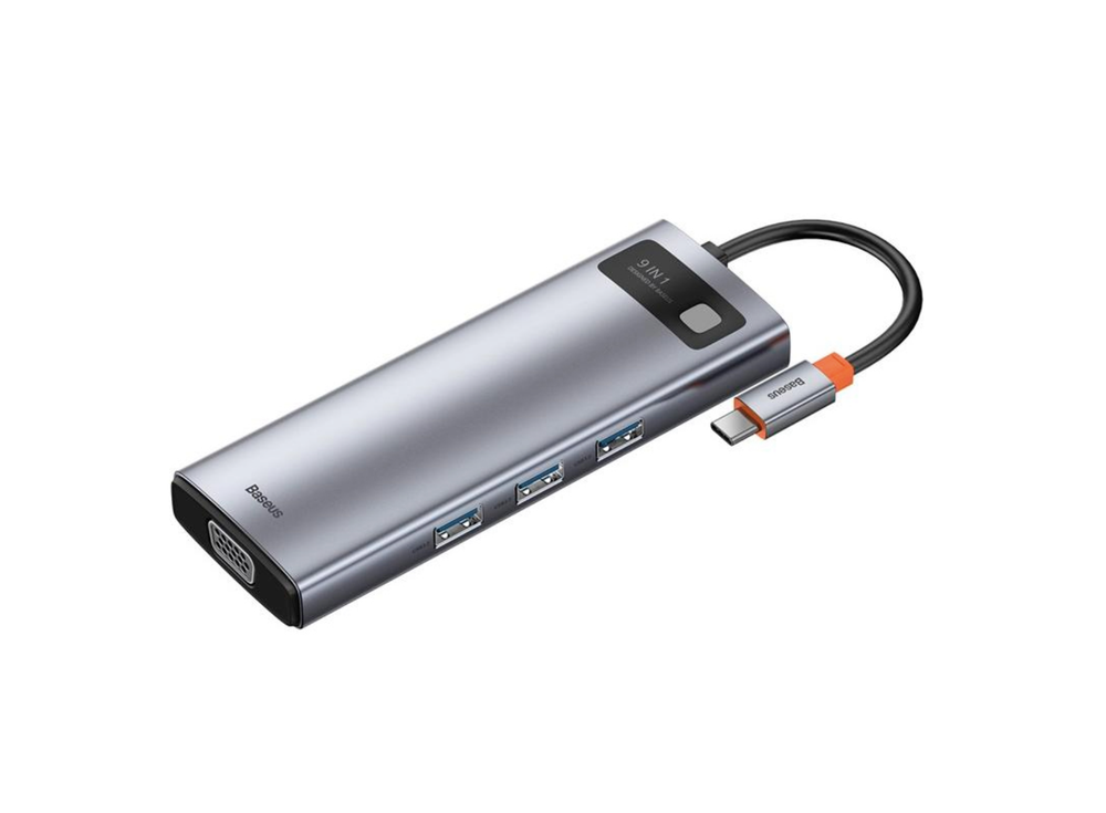 Адаптер Type-C Baseus Metal Gleam (Type-C, 3xUSB3.0, HDMI, SD, TF, RJ45, VGA) (CAHUB-CU0G)
