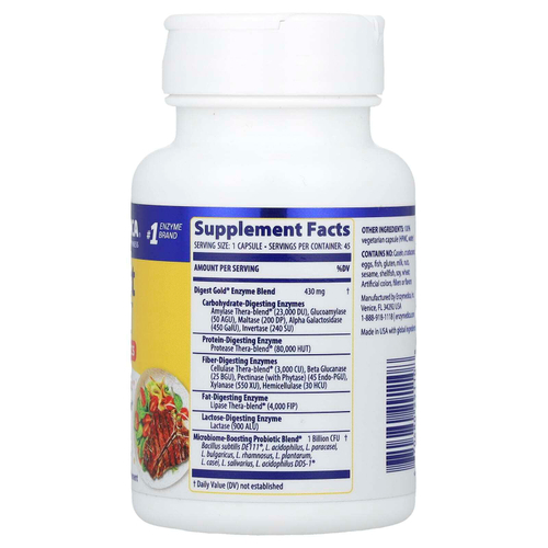 Enzymedica, Digest Gold + пробиотики, 45 капсул