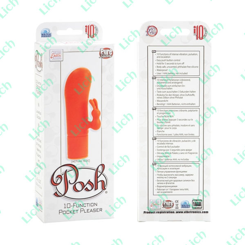Оранжевый вибромассажер с  клиторальным стимулятором серии Posh