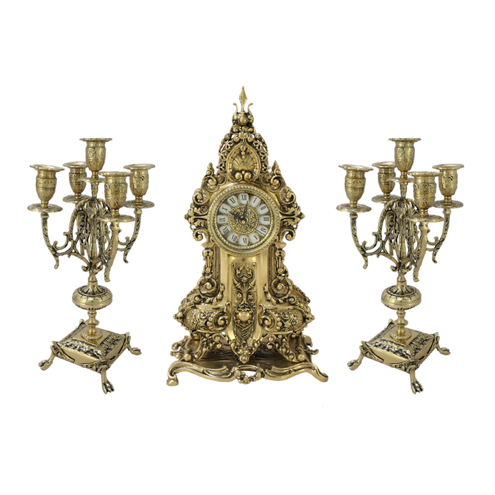 Bello De Bronze Каминные часы с канделябрами "Арте Нова"