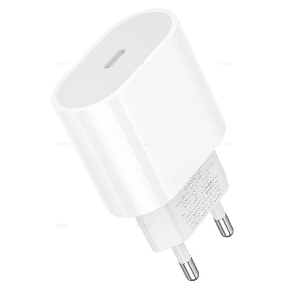 Сетевой адаптер питания BOROFONE BA100A PD 20W (белый)