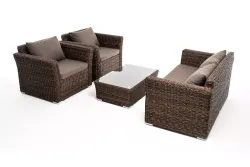 "Капучино Сингл" лаунж-зона из искусственного ротанга (гиацинт), цвет коричневый