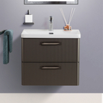 Подвесная тумба с раковиной Belbagno DUE 60 см Оружейная сталь DUE-600-2C-SO-GM-P + BB-8076-3-60