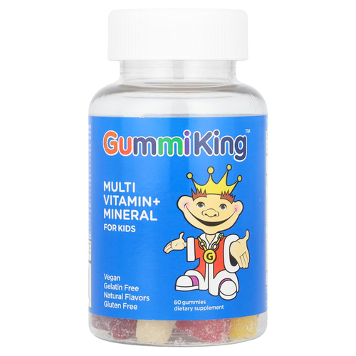 GummiKing, комплекс жевательных витаминов и минералов для детей, вкус клубники, апельсина, лимона, винограда, вишни и грейпфрута, 60 жевательных таблеток