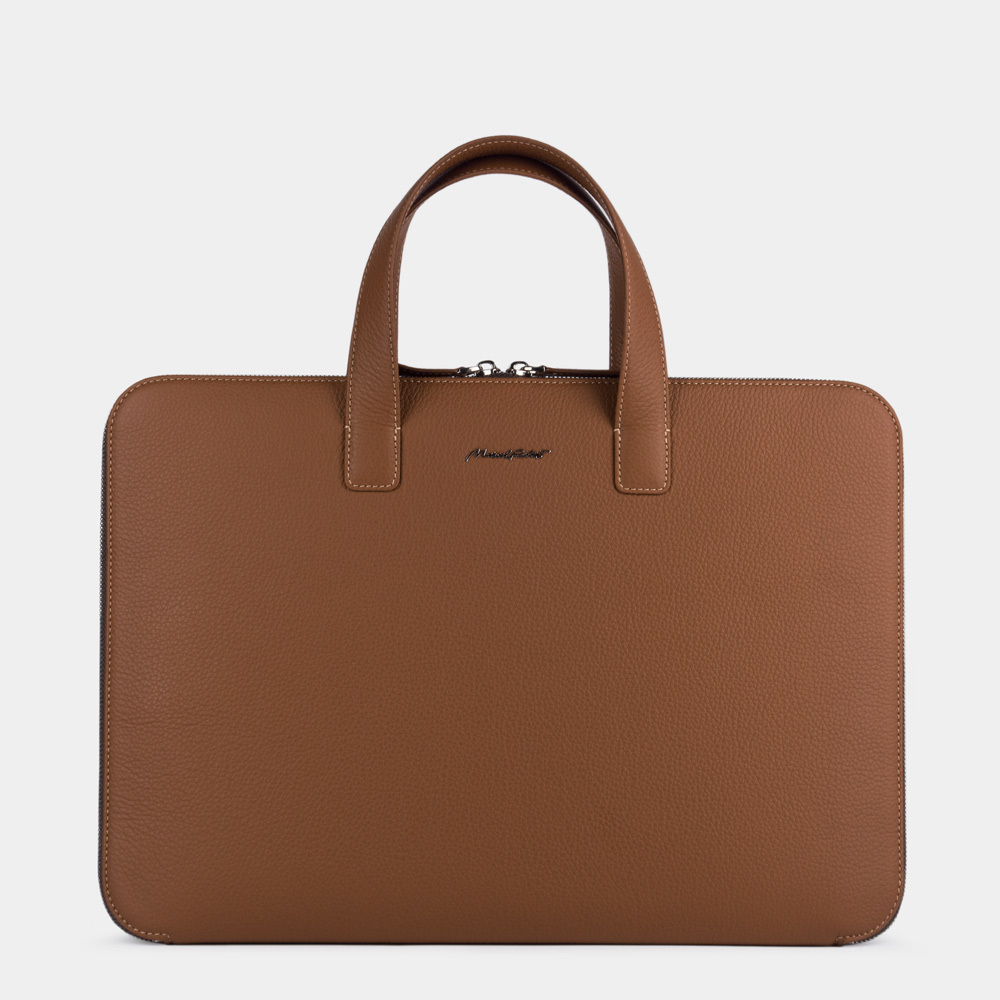 Сумка для MacBook Pro 17" Bocage без карманов из кожи теленка коричневого цвета