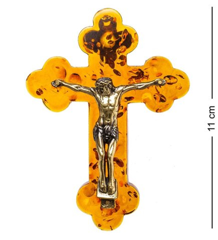 AM-1262 Фигурка «Распятие Иисуса Христа» (латунь, янтарь)